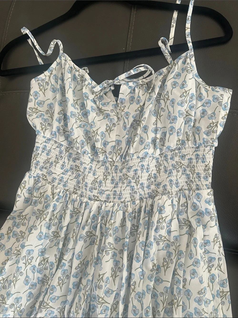 J. Crew White Maxi Dress with Light Blue Floral Print